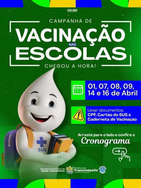 Prefeitura de Francinópolis realiza campanha de vacinação nas escolas